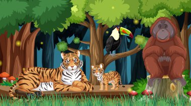 Orman manzaralı vahşi hayvanlar.