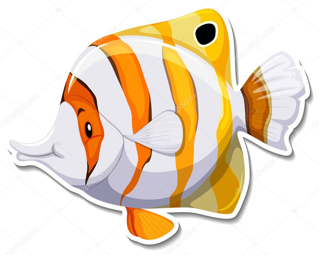 Teardrop butterflyfish sea animal sticker illustration
