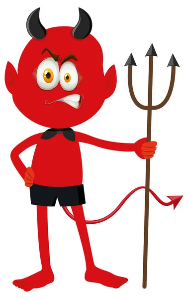 表情イラスト付きの赤い悪魔漫画のキャラクター — ストックベクタ