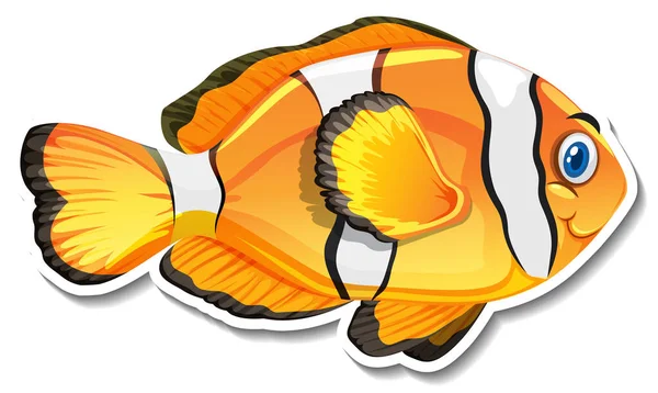 Leuke Clownfish Cartoon Karakter Sticker Illustratie — Stockvector