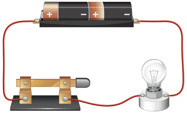 Diagrama Circuito Com Ilustração Bateria Lâmpada —  Vetores de Stock