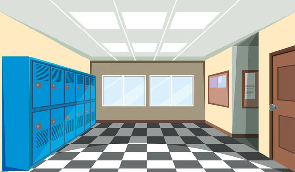 Interior of a school locker room illustration