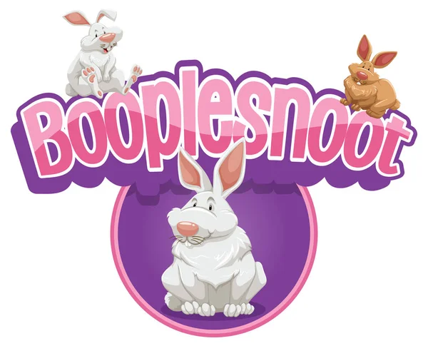 Booplesnoot Betűtípus Tervezés Egy Aranyos Nyúl Rajzfilm Karakter Illusztráció — Stock Vector