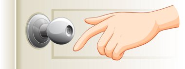 Beyaz arkaplan illüstrasyonunda kapı koluyla