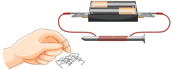 Strength Electromagnet Experiment Science Illustration — Stock Vector