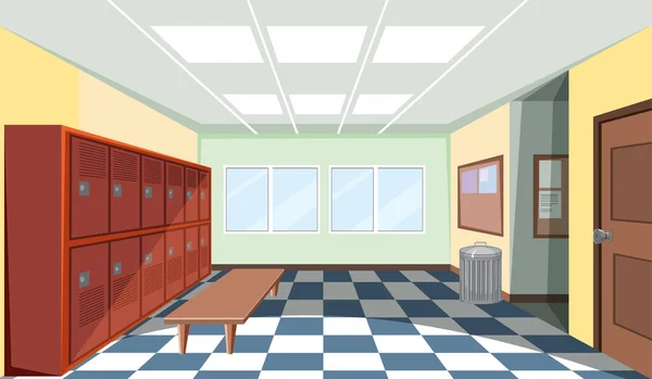 Interieur Van Een School Kleedkamer Illustratie — Stockvector