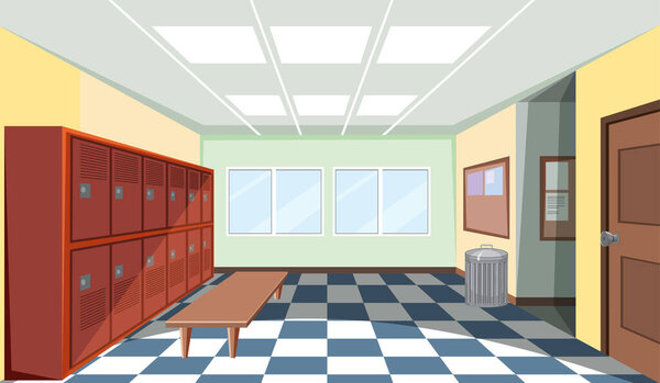 Interior of a school locker room illustration