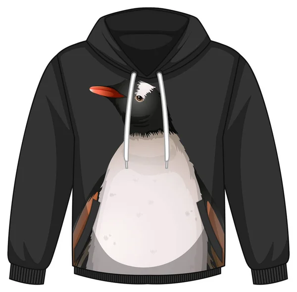 Frente Camisola Com Capuz Com Ilustração Padrão Pinguim — Vetor de Stock