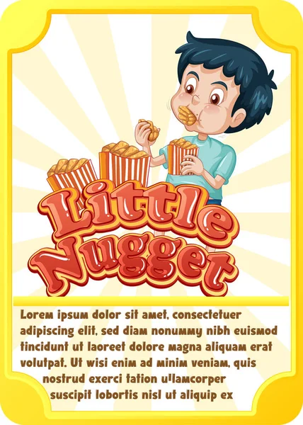単語とキャラクターゲームカードテンプレート Little Nuggetイラスト — ストックベクタ