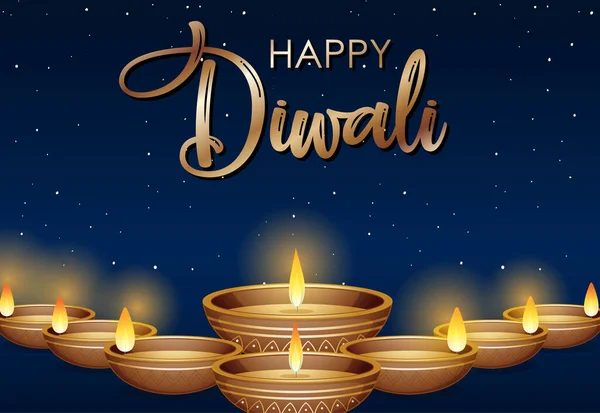 Happy Diwali Poster Ontwerp Illustratie — Stockvector