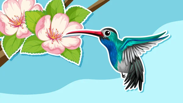 Conception Vignette Avec Une Illustration Oiseau Fleur — Image vectorielle