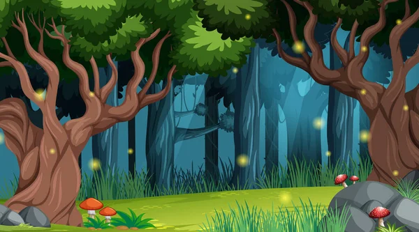 Enchanted Forest Landscape Background Illustration — Stock Vector