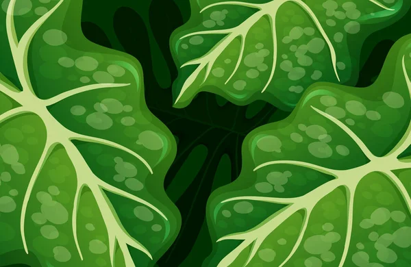 Zielone Liście Tropikalne Tło Ilustracja — Wektor stockowy