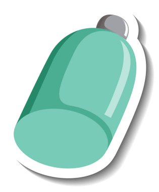 Çizgi film stili illüstrasyonda yeşil şişe ürün paketlemesi