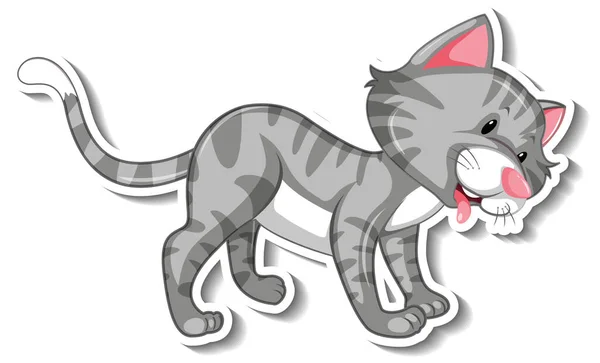 Una Plantilla Etiqueta Engomada Ilustración Personaje Dibujos Animados Gato — Vector de stock