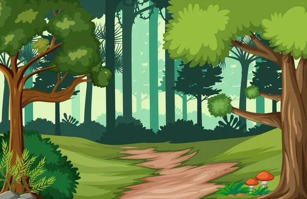 Bosque Tropical Paisaje Fondo Ilustración — Vector de stock