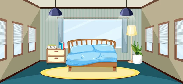 Desain Interior Kamar Tidur Kosong Dengan Ilustrasi Furnitures - Stok Vektor