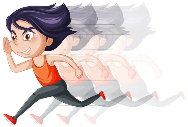 Chica Corriendo Personaje Dibujos Animados Sobre Fondo Blanco Ilustración — Vector de stock