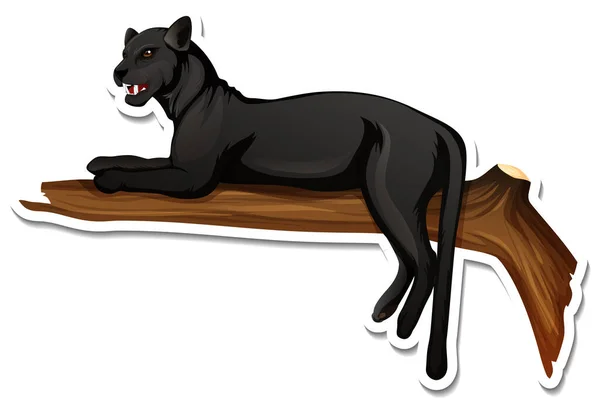 Een Sticker Sjabloon Van Zwarte Panter Cartoon Karakter Illustratie — Stockvector