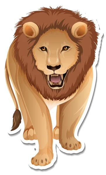 Sticker Template Lion Cartoon Character Illustration — Stock Vector