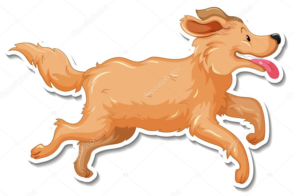 A sticker template of dog cartoon character illustration