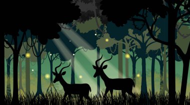 Orman manzarası silueti arkaplan çizimi