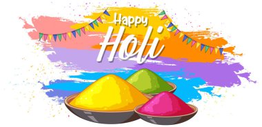 Renkli tozlarla Mutlu Holi Fastival çizimleri