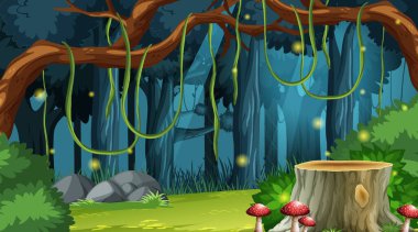 Büyülü orman manzarası arkaplan çizimi