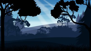 Orman manzarası silueti arkaplan çizimi