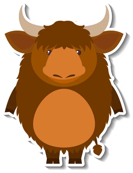 Cute Bull Buffalo Cartoon Animal Sticker Illustration — Stock Vector