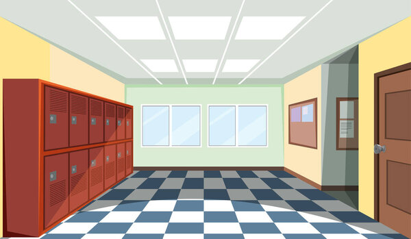 Interior of a school locker room illustration