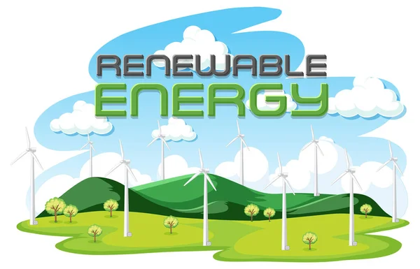 Energia Verde Gerada Pela Ilustração Turbina Eólica — Vetor de Stock