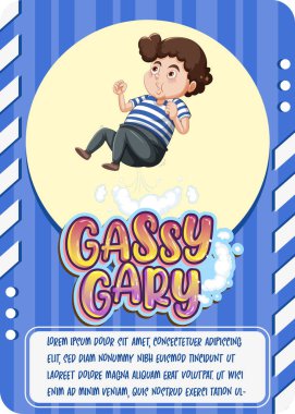 Gazlı Gary illüstrasyonlu karakter kart şablonu