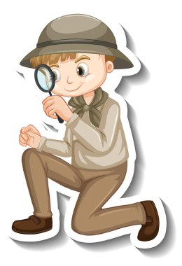 Bir erkek çizgi film karakteri çizimi etiketi.