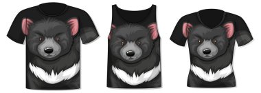 Siyah ayı desenli tişörtün önü