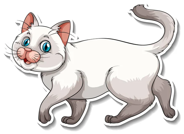 Una Plantilla Etiqueta Engomada Ilustración Personaje Dibujos Animados Gato — Archivo Imágenes Vectoriales