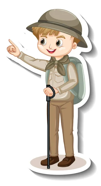 Sticker Template Boy Cartoon Character Illustration — Stock Vector