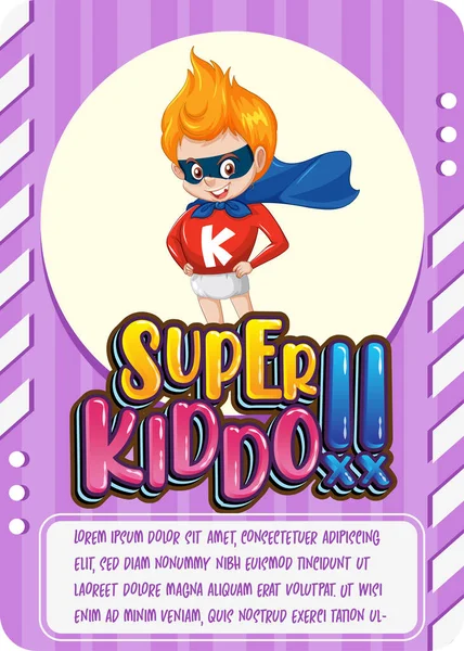 Spielkarten Vorlage Mit Wort Super Kiddo Illustration — Stockvektor