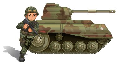 zırhlı tank yakınındaki bir asker
