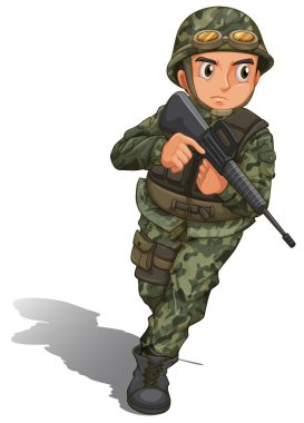 A soldier with a gun clipart