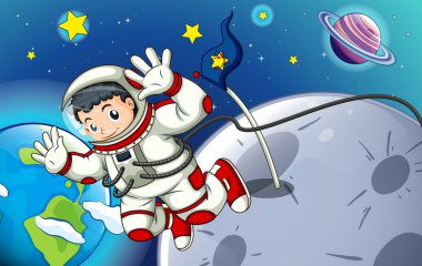 bir adam outerspace keşfetmek