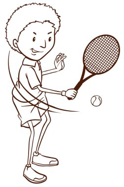 Tenis oynayan bir boy bir basit kroki