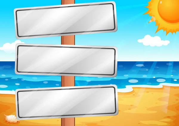 Empty signboards at the beach — Stock Vector