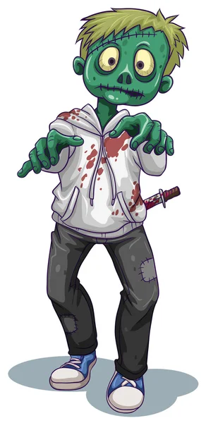 Un zombi macho aterrador — Vector de stock