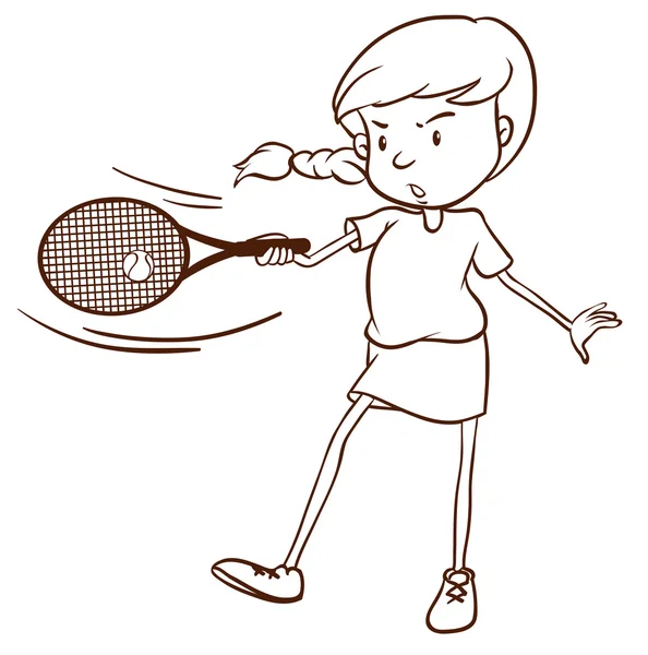 En enkel skiss av en kvinnlig tennisspelare — Stock vektor