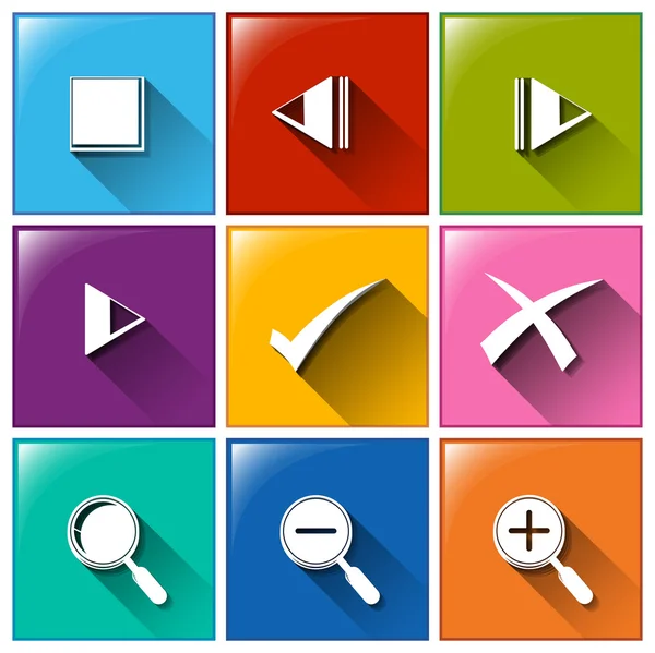 Icons with different symbols — Stock Vector