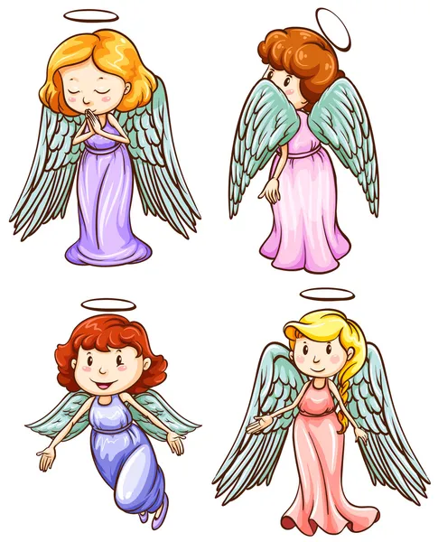 Simple sketches of angels — Stock Vector