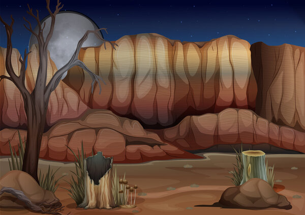 A desert with stumps