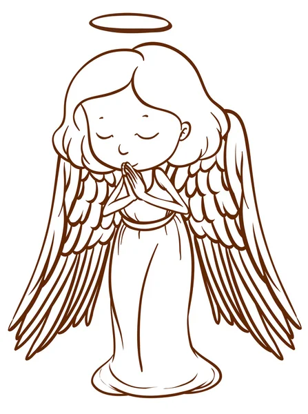 Um simples esboço de um anjo orando — Vetor de Stock