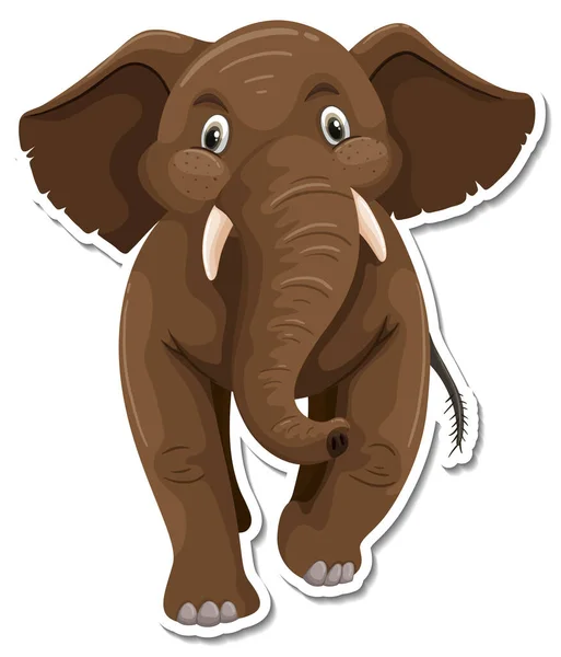 Una Plantilla Etiqueta Engomada Ilustración Del Personaje Dibujos Animados Elefante — Vector de stock